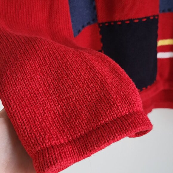 Vintage Crazy Horse by Liz Claiborne Patchwork Knit Sweater – L-XL - Picture 6 of 8